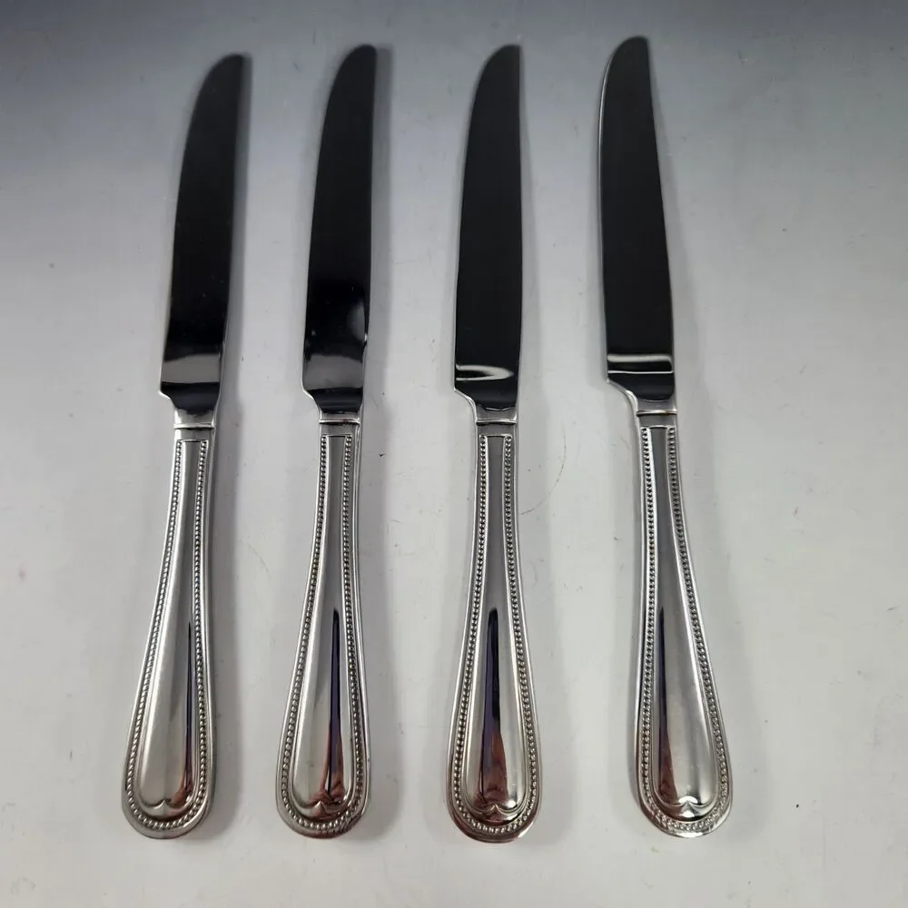 REED & BARTON Set 4 Knives HAMILTON ENGLISH GENTRY Stainless Knife Elegant Bead